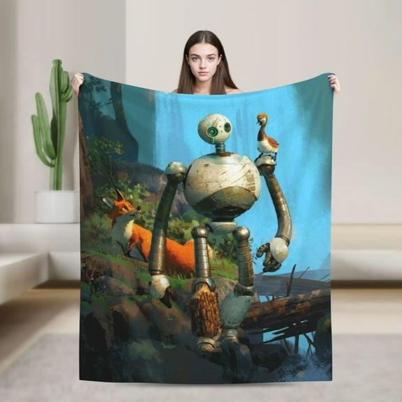 Anime Blanket The Wild Robot Ultra-Soft Micro Fleece Blanket Cozy Blanket Thick Warm Plush Throw Blanket Sofa Cushion, Warm Flannel Blanket For Living Room Bedroom 40"X30"