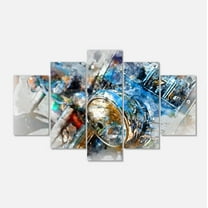 Designart 'Motorcycle Headlight Watercolor ' Contemporary Canvas Art Print