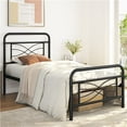 thumbnail image 3 of Twin/Full/Queen Metal Bed Frame Mattress Foundation Criss-Cross Design Headboard, 3 of 10