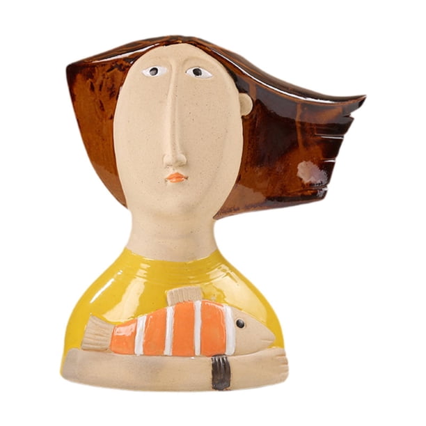 Jarrón con cara abstracta, escultura única, maceta rústica, jarrón decorativo para dormitorio 192 cm x 85 cm x 215 cm