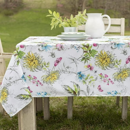 

Indoor Outdoor Spillproof Fabric Tablecloth for Spring/Summer/Party/Picnic (Blooming Floral 52 X 70 Rectangular)