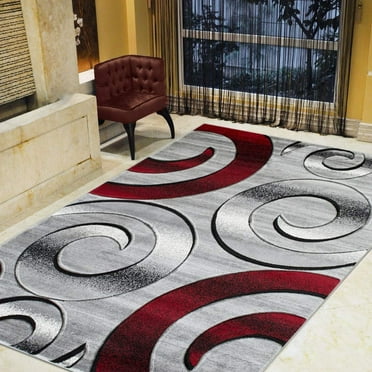 Swirls/Circles/Spiral Modern Abstract Contemporary Hand Carved Area Rug ...