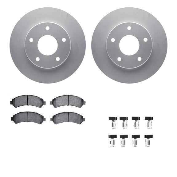 Dynamic Friction Company Front Geospec Brake Rotors with Ultimate Duty Performance Brake Pads includes Hardware 4412-48011