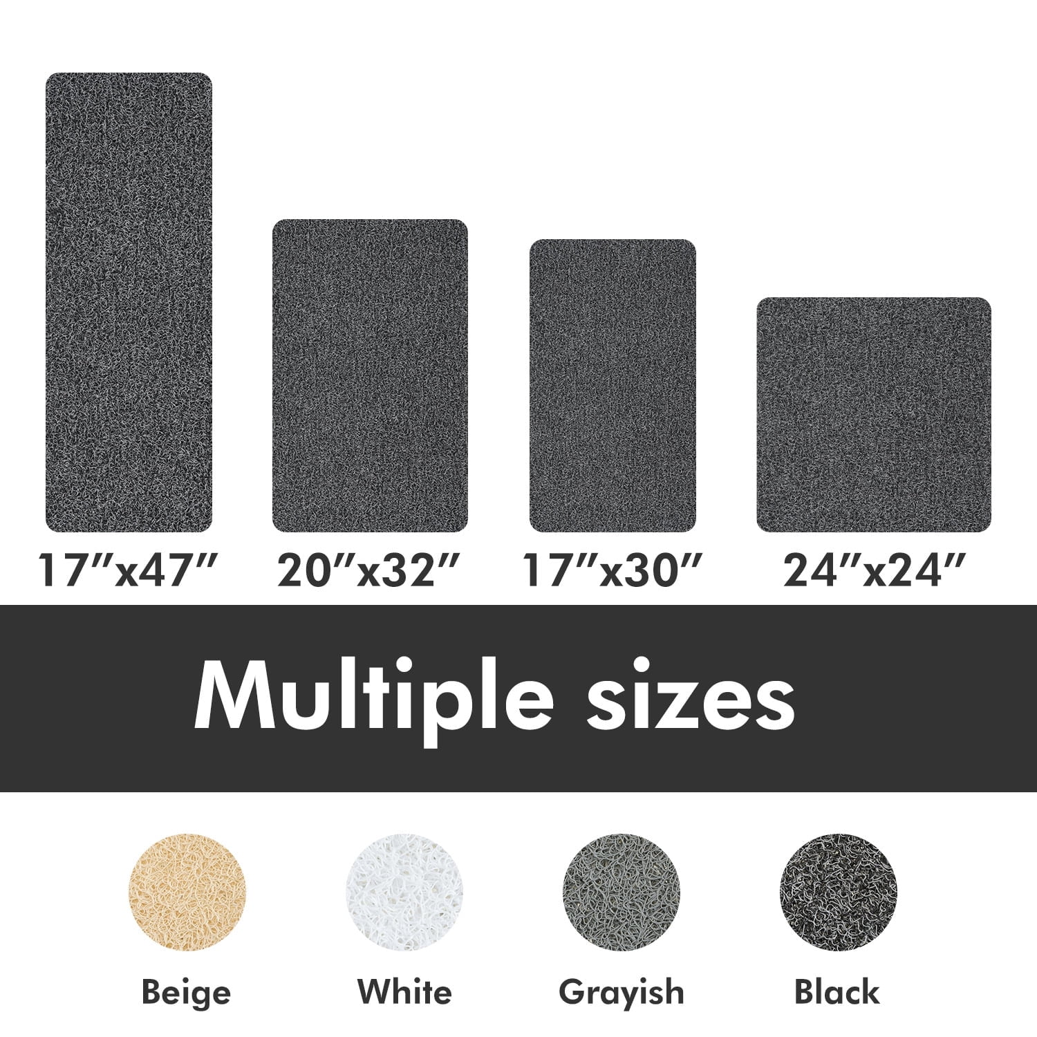 SIXHOME Non Slip Shower Mat 16"x24" PVC Loofah Shower Mats for Bathtub Quick Drying Shower Floor Mat with Comfortable Textured Surface Easy Cleaning Shower Mat for Shower Stall Black