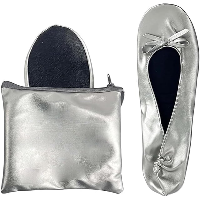 Women's Portable Foldable Ballet Flats Shoes Roll Up Slippers for Travel Wedding