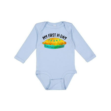

Inktastic My 1st Pi Day Blue Green Pie Pan Pun Gift Baby Boy or Baby Girl Long Sleeve Bodysuit