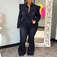 thumbnail image 6 of Dadaria Jumpsuits for Women Dressy Long Sleeve Women's Fashion Jeans Pockets Casual Slim Jumpsuit Flared Trousers Plus Size Black S,Women, 6 of 9