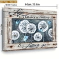 thumbnail image 2 of Blue Country Chic Framed Canvas Wall Art - "Life is a Balance of Holding On & Letting Go" Inspirational Quote Poster with White Dandelions & Blue Butterflies, Gallery-Wrapped Painting in Rustic Wood, 2 of 10