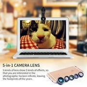 APEXEL 5 in 1 Fish Eye+Macro& Wide Angle Lens+CPL Filter+2X Telephoto Phone Camera Lens Kit