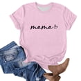 thumbnail image 4 of Summer Clothes Womens Clothes Short Sleeve Tee Mom/Mama Letter Printed Casual Base T Shirts Loose Fit (XL, Pink 02), 4 of 4