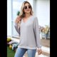 thumbnail image 4 of Sudaderas de Mujer, Camisetas de Larga con Cuello en V, Camisetas Básicas Informales para Otoño e Invierno. Gris M, 4 of 10