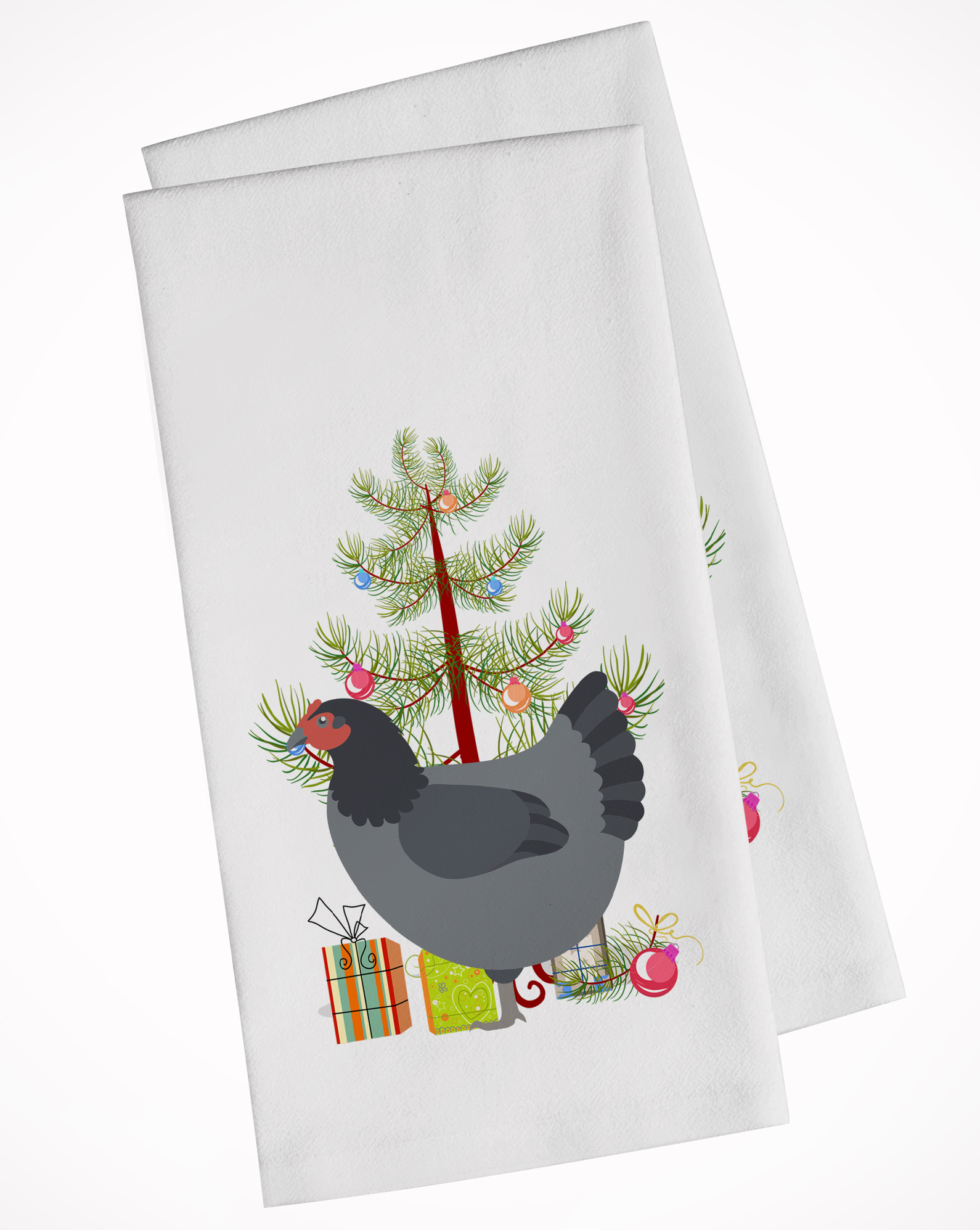Jersey Giant Chicken Christmas White Kitchen Towel Set of 2