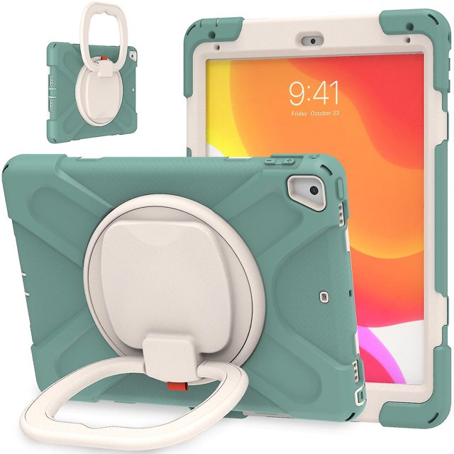 Funda con soporte de anillo ajustable para iPad de 9,7 pulgadas (2018) con correa para el hombro, gran soporte de anillo ajustable, protección contra golpes.
