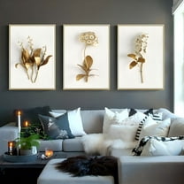 LAMIRO Room Decor,3 Piece Set Modern Wall Art Flower Print Large Canvas Painting Picture Abstract (No Frame),Hanging Decor