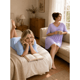 thumbnail image 3 of Homlouue Nightgowns for Women Plus Size,V-Neck Short Sleeve Sleepwear with Pockets,Soft Loose Fit House Dress Loungewear(3XL,Purple), 3 of 8