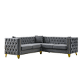 thumbnail image 7 of THOWDEE Velvet L-Shaped Sectional Sofa, 5-Seater, Gray, Includes Loveseat, Corner Piece, Chaise, 7 of 7