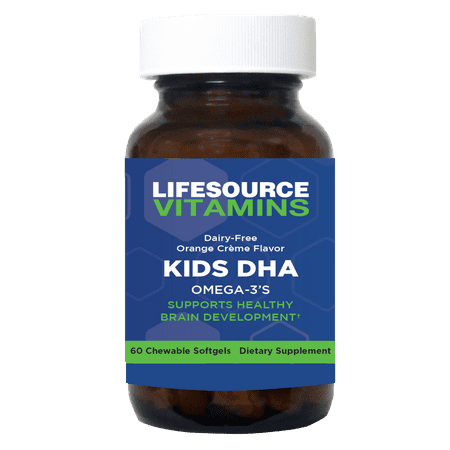 LifeSource Vitamins Plant-Based Omega for Kids with DHA & EPA – 60 Chewable Softgels | Kids’ Multivitamin Supplement