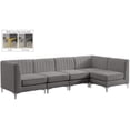 thumbnail image 3 of Meridian Furniture Alina Grey Velvet Modular Sectional, 3 of 20