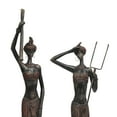 thumbnail image 4 of 28", 24"H Red Polystone Handmade Tall African Women People Sculpture with Carved Dresswear, by DecMode (2 Count), 4 of 8