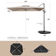 thumbnail image 2 of Gymax Parasol Déporté de Patio 10 X 10 Pi en Aluminium, Inclinaison 360°, Base Lestée, Café, 2 of 10