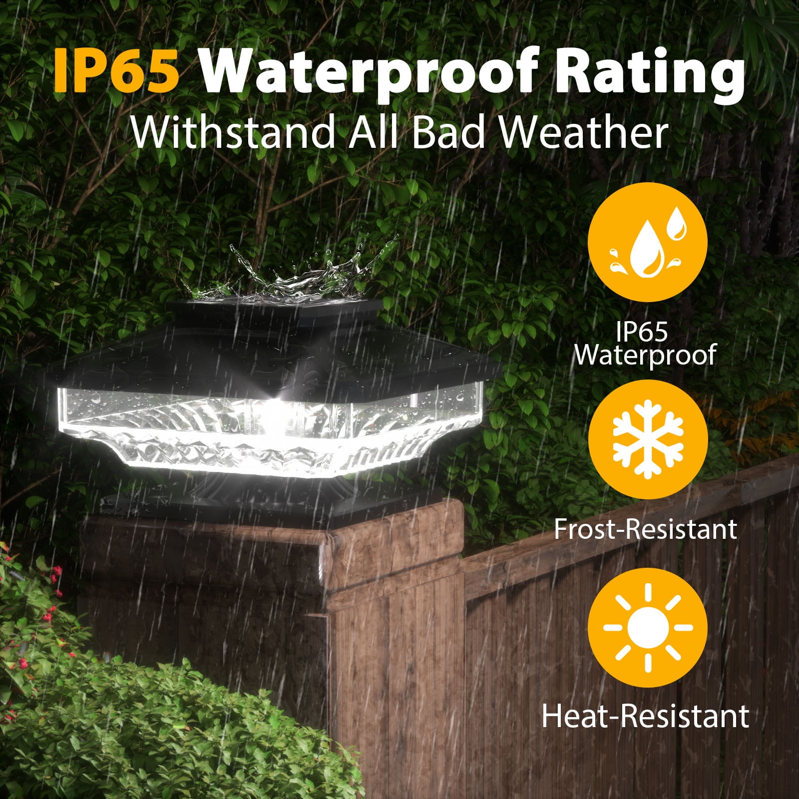 BITPOTT Solar Post Cap Deck Lights Outdoor Waterproof LED Dusk till Dawn Cool White Modern for 4x4 5x5 6x6 Wooden Posts 8 Pack
