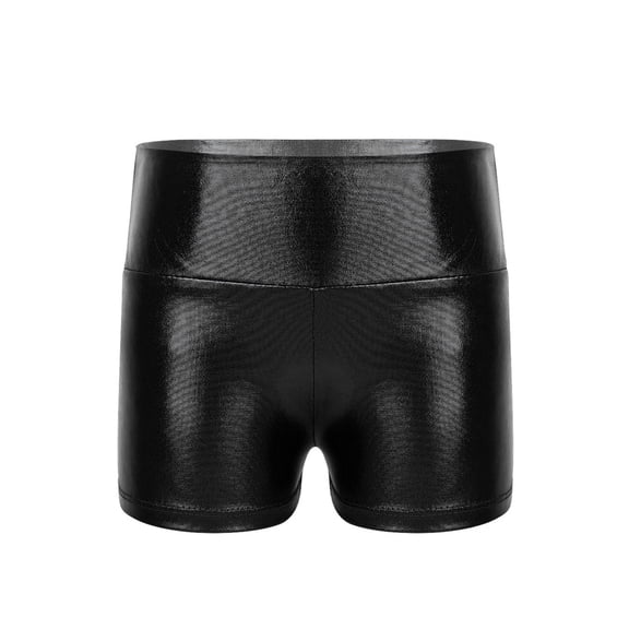 Zaldita Girls Shiny Metallic Dance Shorts Ballet Yoga Booty Shorts Gymnastic Tumbling Short Bottoms Black 10