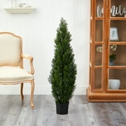 Nearly Natural 4 Cedar Tree Artificial Tree (Indoor/Outdoor), Green