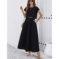 thumbnail image 6 of Summer Skirt Sets Women 2 Piece Outfits Cap Sleeve Top Elastic Waist Maxi Dress Sets with Pockets, 6 of 6