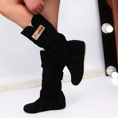 

Shldybc Fashion Women Causal High Boots Printing Shoes Plus Size Lace Lining Shoes Women s Middle Mid Calf Boots Knee High Boots Womens Boots on Clearance