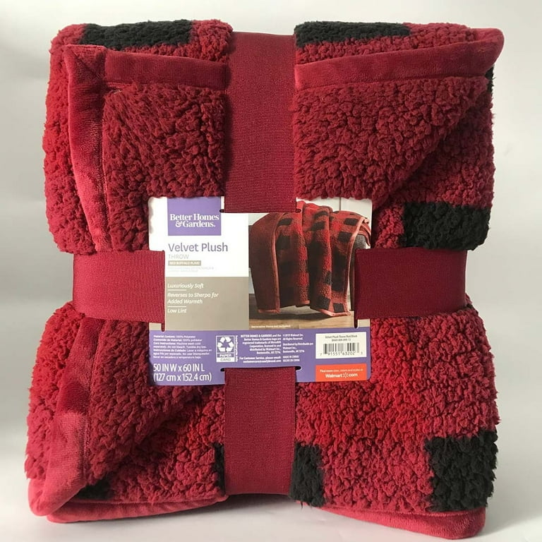 Better Homes Gardens Red Buffalo Plaid Oversized Sherpa Throw 72 x 50 Walmart