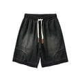 thumbnail image 2 of Jean Shorts for Men Summer Casual Elastic Waist Blue Washed Lightweight Straight Leg Denim Shorts with Pockets, 2 of 4