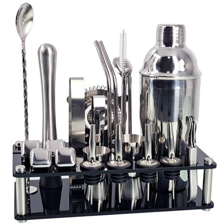 

Bartender Kit 23-Piece Shaker Set of Stainless Steel Ice Grain Acrylic Stand for Mixed Drinks Martini Bar Tools