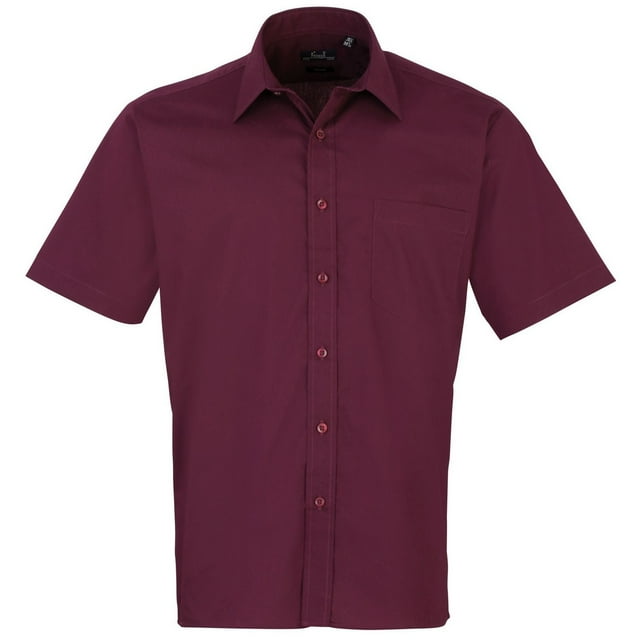 Premier Mens Short Sleeve Formal Poplin Plain Work Shirt
