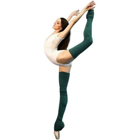 

Leg Warmer Women Thigh High Tie Cable Knit Crochet Long Boot Socks Yoga Leg Green L