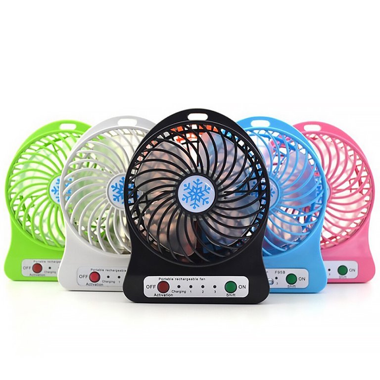 USB Rechargeable Mini Fan Indoor Outdoor Portable Desktop Plastic Electric  Fan with LED Light - Walmart.com