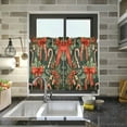 thumbnail image 4 of Yayeee Kitchen Curtains Light Filtering 27"x36" Rod Pocket Short Cafe Window Panel, Christmas Holly Bows, 4 of 7