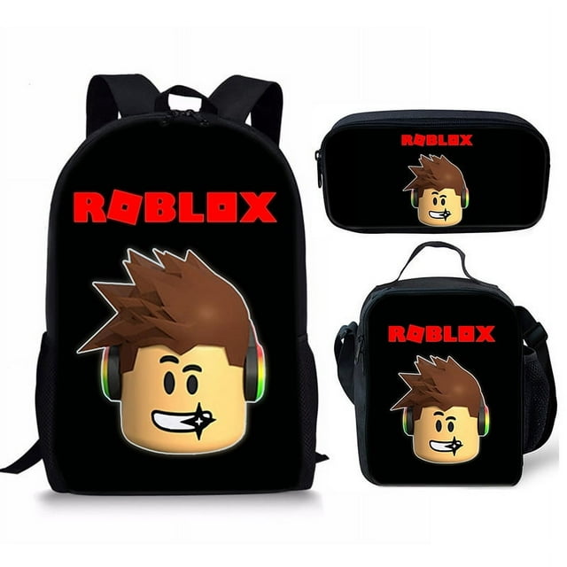 Roblox student digital printed backpack three-piece set lunch bag pencil case