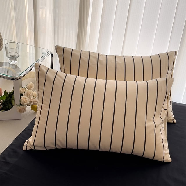 Sateen Cotton Pillow Protector Mote-Resistant Microfiber Finish Envelope Closure Piped Hem Soft Quiet Beige 48x74 cm Machine Washable 1 Pack