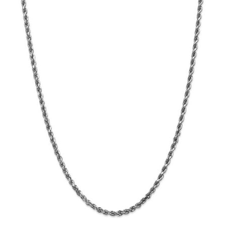Leslie's Real 14kt White Gold 4mm Diamond-Cut Rope Chain; 24 inch; Lobster Clasp; for Adults and Teens; for Women and Men