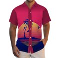 thumbnail image 1 of Camisas Cuello De Hombre Casual Breasted Short Single Printed Hombres Camisas de verano Manga Turndown Hombres Camisas (Wine, L), 1 of 5