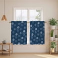 thumbnail image 2 of Navy Blue Daisy Kitchen Curtain for Berdoom Living Room Cafe 45 Inch Length, Modern Farmhouse Chrysanthemum Floral Tiers Curtains Light Filtering Drapes Rod Pocket Window Treatment 2 Panels 52"Wx45"L, 2 of 8