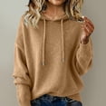thumbnail image 2 of Sweaters for Women Crew Neck Soft Wool Hoodies Lightweight Cozy Knitted Drawstring Hooded Pullover, 2 of 5