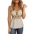 thumbnail image 2 of Dyfzdhu Tank Tops for Women Hollow Out V Neck Sleeveless Summer Tops Trendy Open Back Halter Tie Camisole Vest Beige, 2 of 7