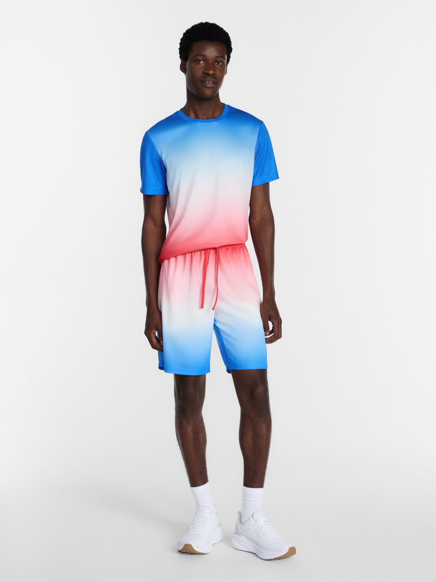 Athletic Works Men's and Big Men's Ombre America 250 Mesh Shorts, 7" Inseam, Sizes XS-5XL