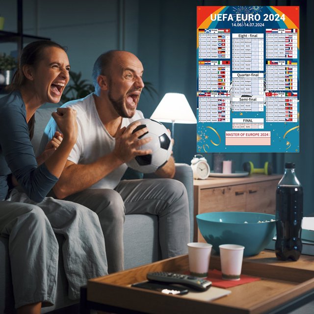 BKER European Cup Fixture Background Panel Fabric Ideal For Home Bedroom & Bar Football Viewing Parties