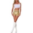 thumbnail image 2 of INSPIRE CHIC Women's Shorts Glitter Sequin Midrise Solid Sparkle Coctail Elastic Waist Shorts XL Gold, 2 of 6