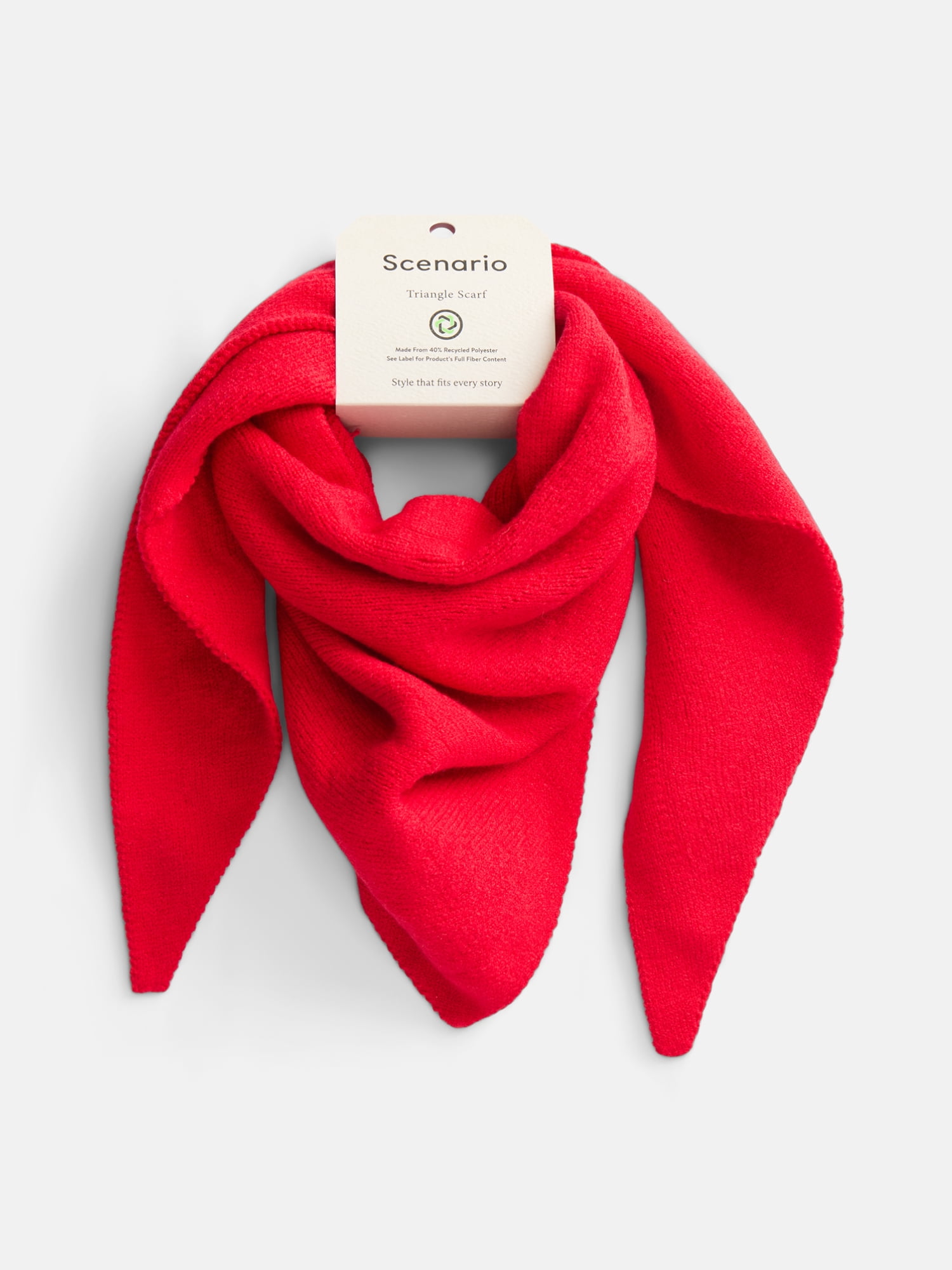 Scenario Women's Solid Knit Kite Scarf, Brilliant Red