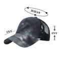 thumbnail image 3 of Toptie 2 Pack Ponytail Hat Mesh Baseball Cap Adjustable High Messy Bun Ponycap-Black Tie-Dye & Aqua, 3 of 5