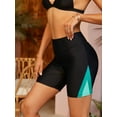 thumbnail image 6 of Charmo Women's Long Board Shorts High Waist Swim Bottom Solid Jammer Swim Shorts, 6 of 7