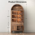 thumbnail image 5 of Cottinch 71" Arch Storage Cabinet with 4 Doors & Adjustable Shelves,Drawer,Wooden Bookshelf Cabinet,LED Lighted Display Cabinet,Walnut, 5 of 10